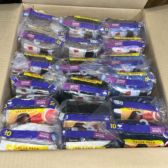 Hanes Women’s Tagless Briefs – LOT 40 - 180 pcs – 18 packs (10 ea) – Sz 8 - NEW - Picture 1 of 4